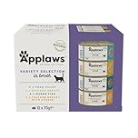 Applaws 100% Natural Adult Wet Cat Food, 12x70g Tins, Multipack Fish and Chicken Mixed Selection in Broth 70g Can