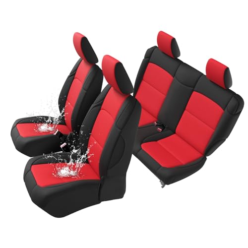 GIANT PANDA Gladiator Neoprene Seat Covers Custom Fit for Jeep Gladiator JT Sport Rubicon Mojave Willys Freedom 2020 2021 2022 2023 2024 2025 2026 Without Rear Cup Holder Red(Neoprene)