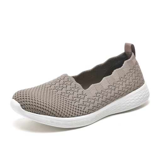 Image of Puxowe Women's Slip-On Walking Shoes | Lightweight Knit Sneakers with Memory Foam Insole, Breathable & Wide Fit Available for Daily Walking, Casual & Travel