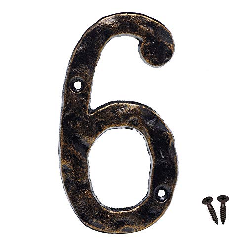 House Address Number, 5.5 Inch, Solid Cast Iron Metal Door Gate Number (Number 6) #TOP8