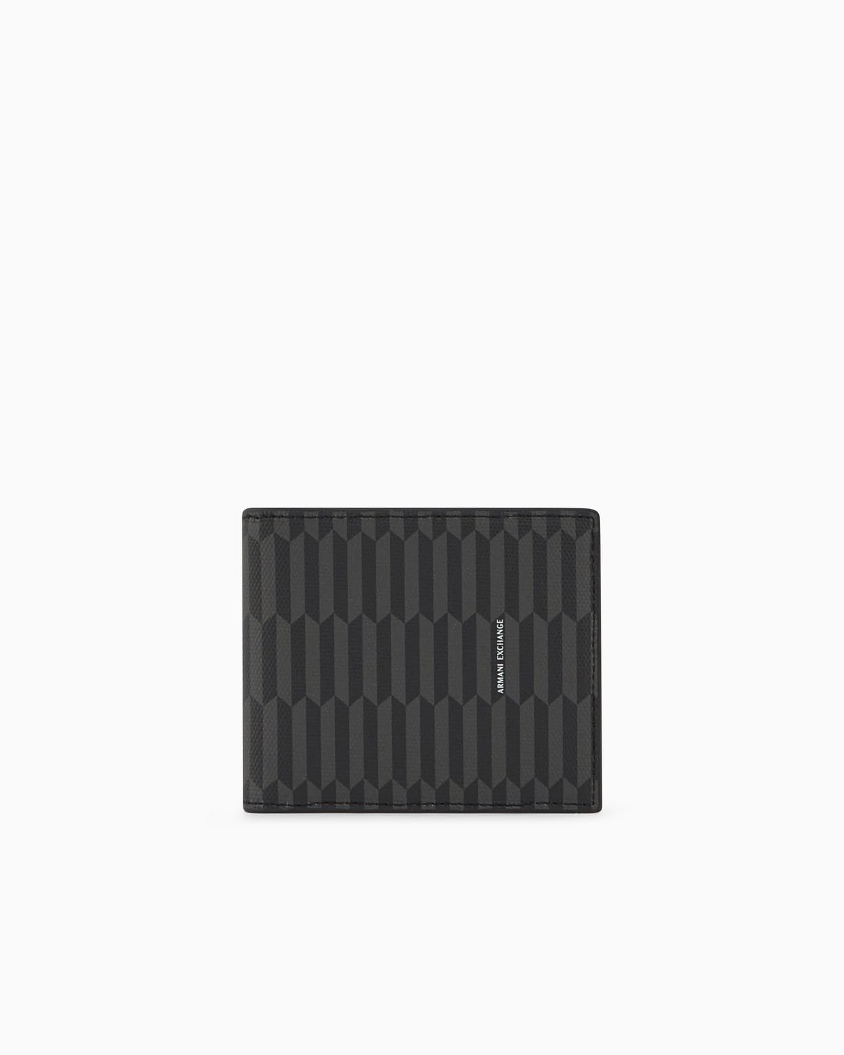 Armani Exchange Men's Milano, Essential, Logo Print Bi-Fold Wallet, Black/Chimera