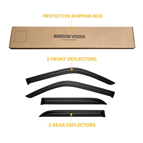 Image of Window Visor for 1996-2002 Toyota 4runner, Out-Channel Rain Guards Shields Vent Deflector Shade Wind Dark Smoke 1997 1998 1999 2000 2001, Tape-On Outside-Mount, 4PCS