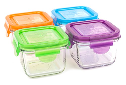 Wean Green Les Cubes Snack Jardin Sets de Conteneurs Alimentaires en Verre