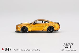 Diecast Model Car Compatible with Mini GT 1:64 LB-Works Ford Mustang LB Gold Limited Edition MGT00847