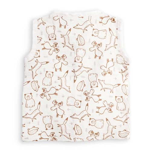 Image of The Boo Boo Club Muslin Jhabla and Short Set GOTS Certified Organic Cotton | Short Sleeve Snap Button Vest | Summer Wear Set | Printed Jhabla with shorts