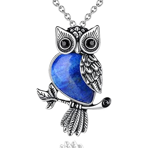 XIANNVXI Owl Pendant Lapis Lazuli Necklace Cover