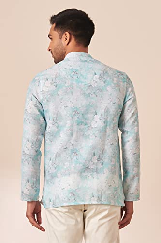 Image of Manyavar Men's Floral Printed Casual Short Kurta (Kurta Only)