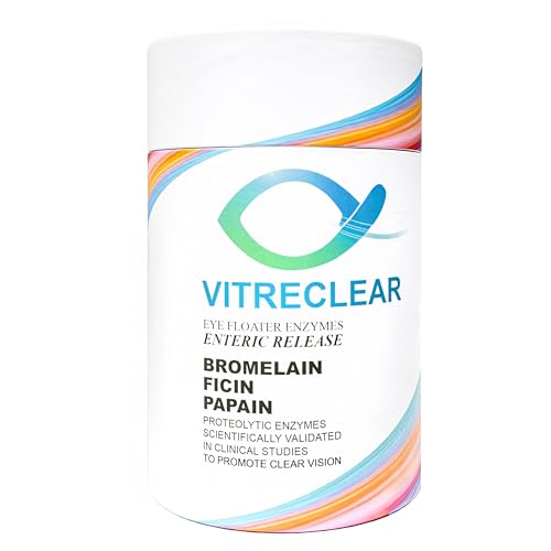 VitreClear Supports Clarity of The Vitreous - 3 Months, 180 Capsules, Bromelain, Papain & Ficin – Supports Visual Clarity Naturally – Enteric Release – Non-GMO, Gluten & Preservative Free.