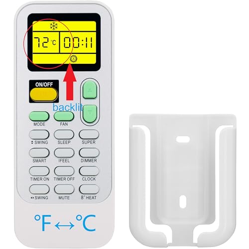 Replacement Remote Control for Hisense Portable Air Conditioner DG11J1-98, AP-10CR1SEPS, with Backlit, Wall Mounting Bracket