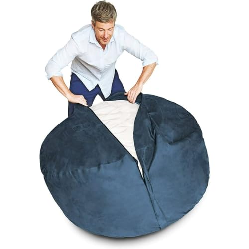 5ftbluecolorgiantbeanbagchairwithfillerincludedcomfortableultrasoftlonglastingdurabledoublestitchingremovablezipperclosurecover Urban Country Home Decor 5 ft blue color giant bean bag chair with filler included comfortable ultra soft long lasting durable double stitching removable zipper closure cover urban country home decor