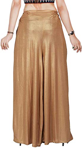 TNQ Women's Shimmer Sharara Palazzo Pants (Golden)3