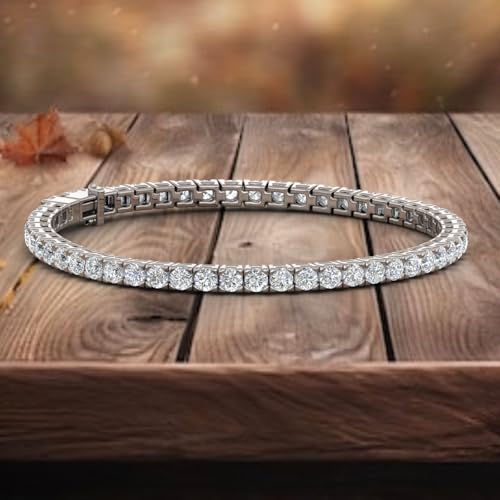 Image of 2 to 7 Carat Natural Diamond Tennis Bracelet for Women in 14K Gold (7 Inch) - IGI Certified (I1-I2 Clarity)