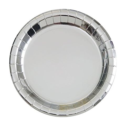 Unique Party 32284 - 18cm Foil Silver Paper Party Plates, Pack of 8 Cover
