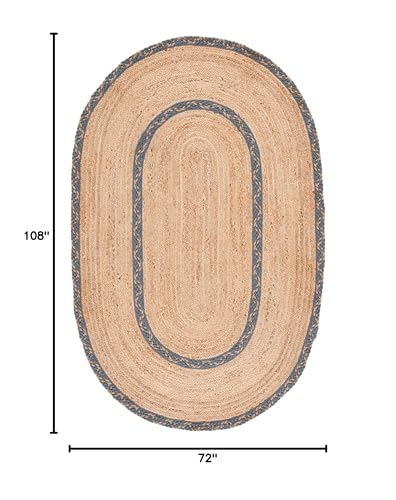 Tapete ovalado SAFAVIEH Natural Fiber 6' x 9' Natural/Grey miniatura 2
