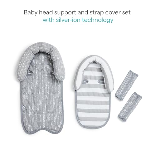 Image of Munchkin Car Seat Head Support Baby, Infant and Newborn, Fabric Strap Covers, Silver-Ion Technology, Dots