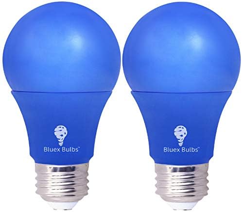 Bluex Bulbs 2 Pack Bluex LED A19 Light Bulb - 9W (60Watt Equivalent) - E26 Base Blue LED Blue Bulb, Party Decoration, Porch, Home Lighting, Holiday Lighting, Decorative Illumination (Blue)