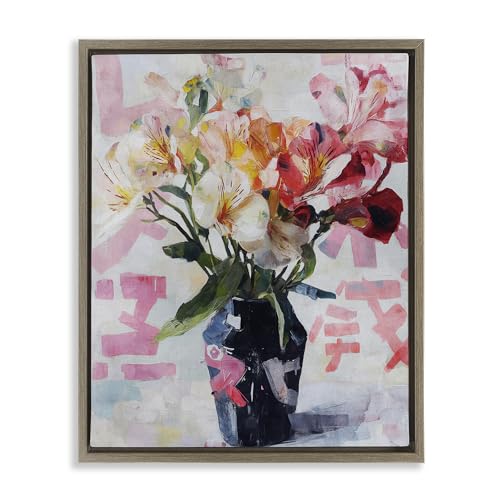 Zen Blooms Bouquet Floral Still Life, 24 x 30 Inch Canvas in Floater Frame