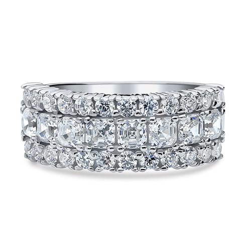 BERRICLE Sterling Silver CZ Half or Full Eternity Band Rings for Women, Stackable Cubic Zirconia Fashion Ring - Art Deco, Cluster, Statement, 5-Stone Styles2