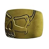 NCERYE Cowboy Belt Buckle, Western Rodeo Belt with Antique Brass Skull