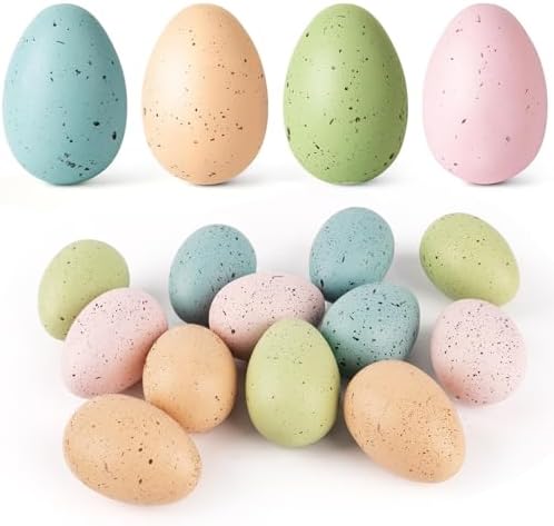 24 Pcs Easter Speckled Eggs, 2.4" 4 Colors Plastic Eggs for Easte...