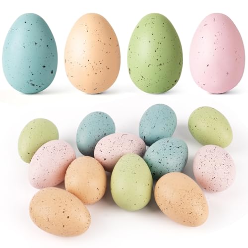 OLIKER 24 Pcs Easter Speckled Eggs, 2.4' 4 Colors Plastic Eggs for Easter...