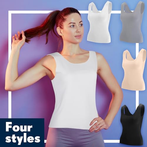 Toulite 4 Pcs Thermal Tank Tops Women Underwear Tops Sleeveless Undershirt for Women Cotton Camisole Warm Base Layer4