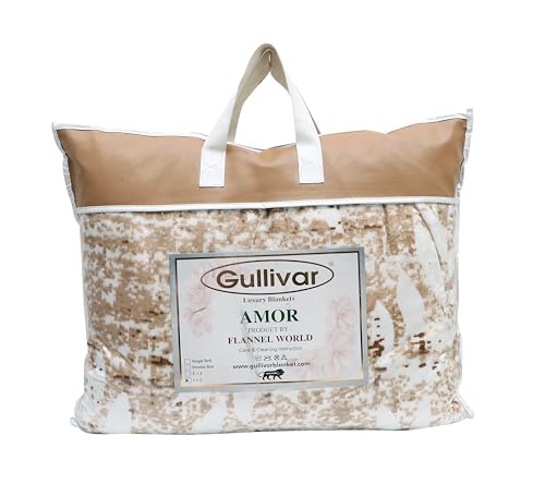 Image of Amor Super Soft 200 GSM Flannel Double Bedsheet with 2 Pillow Covers | Warm Printed Bedsheet for Double Bed (90 x 100 Inches) | Cozy Winter Bedding Set (Gold & White)