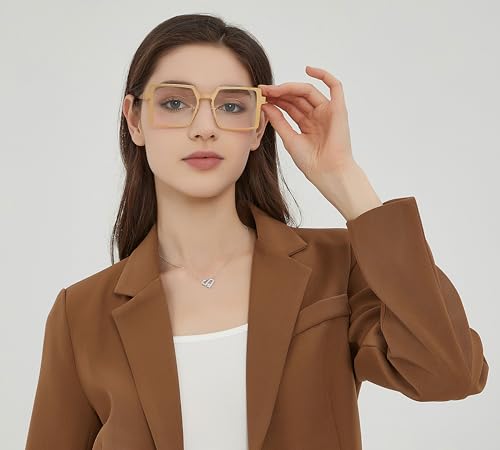 Image of VOOGLAM Stylish Rectangle Blue Light Blocking Glasses for Women Men Anti Eyestrain Dry Eyes Eyewear Elowen