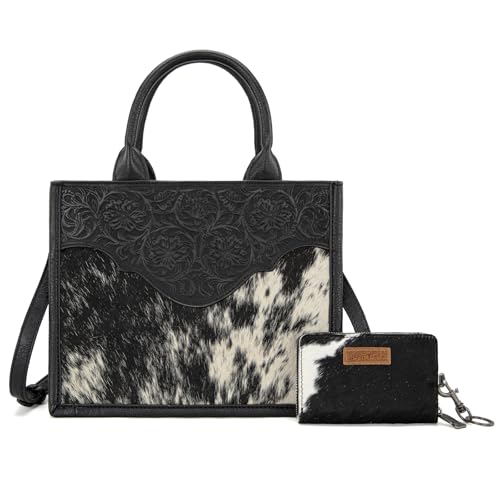 Trinity Ranch Western Tote Bag Tooling Handbags Hair On Cowhide