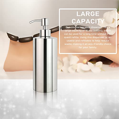 Jyxr Home&Living 163 18 Oz Large Countertop Soap Dispenser, Brushed Nickel Stainless Steel Soap Pump Bottle thumb #4