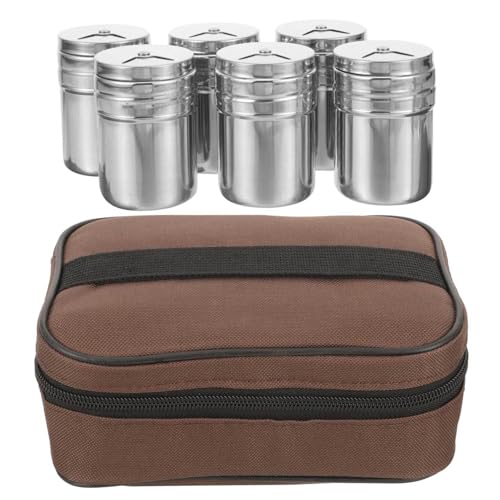 BRIGHTFUFU Double Compartment Condiment Condiment Jar Set for Table Stainless Steel Easy Rotate Lids