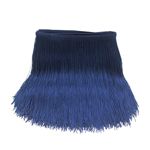 Yalulu 10 Meters 20 CM Width Polyester Latin Fringe Tassel Trimming Lace DIY Latin Macrame Samba Dance Dress Stage Clothes Curtain Trim (Navy Blue) - Image 2