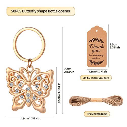 Winocbxt 50Pcs Butterfly Keychain/Keyring For Baby Shower,Wedding Or Bridal Shower Party Favors,Gift,Souvenirs To Guests (Golden Butterfly) #TOP1
