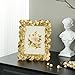 Cuspin 5x7 Picture Frame Vintage Gold Frames, Ornate Leaf Textured Hand-Crafted Resin with Glass Front, Gold Picture Frames for Tabletop Display, Retro Design Home Decor