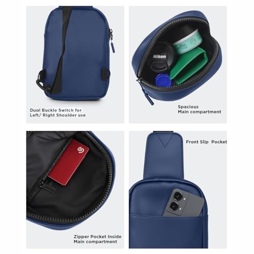 Image of COUNSELOR Sling Bag for Men, Vegan Leather Crossbody Chest Bag, One Shoulder Side Bag, Adjustable Strap, Zipper Closure, Multiple Compartment, Lightweight Stylish Bag for Daily Commute, KIRO