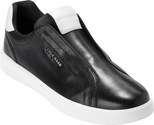 Cole Haan Cole Haan Women's Grand Crosscourt Luxe Slip On Sneakers, Black/White Leather, 7.5-B US