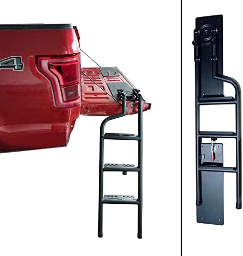 YOSAYUSA Adjustable 360° Rotated Tailgate Ladder Foldable Pickup Truck Tailgate Step Set | Truck Bed Step Accessories | Fit for 2015-2022 Ford F150 Truck Easy Install 41 inch