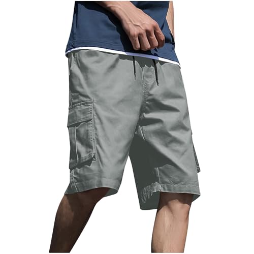Image of Mens Cargo Shorts Lightweight Stretch Outdoor Hiking Short Gym Casual Shorts Drawstring Elastic Waist Multi Pockets