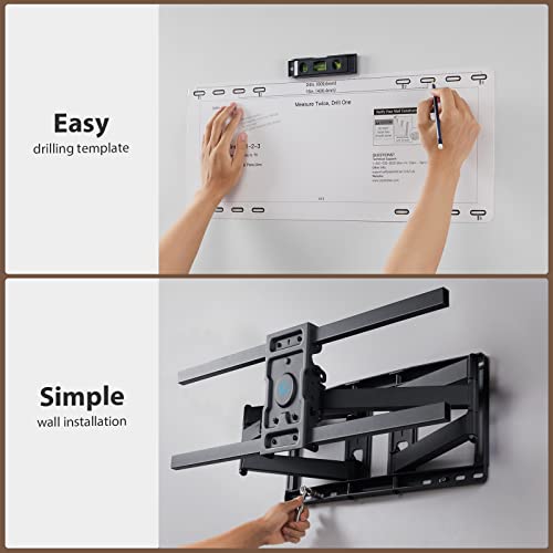 Pipishell Full Motion Tv Mount For 50-95 Inch Tvs, Heavy Duty Tv Wall Mount Hold Up To 132 Lbs, Wall Mount Tv Bracket 29" Articulating Arms Swivel Extension Tilt Max Vesa 800X600 Fits 16-24" Wood Stud #TOP6