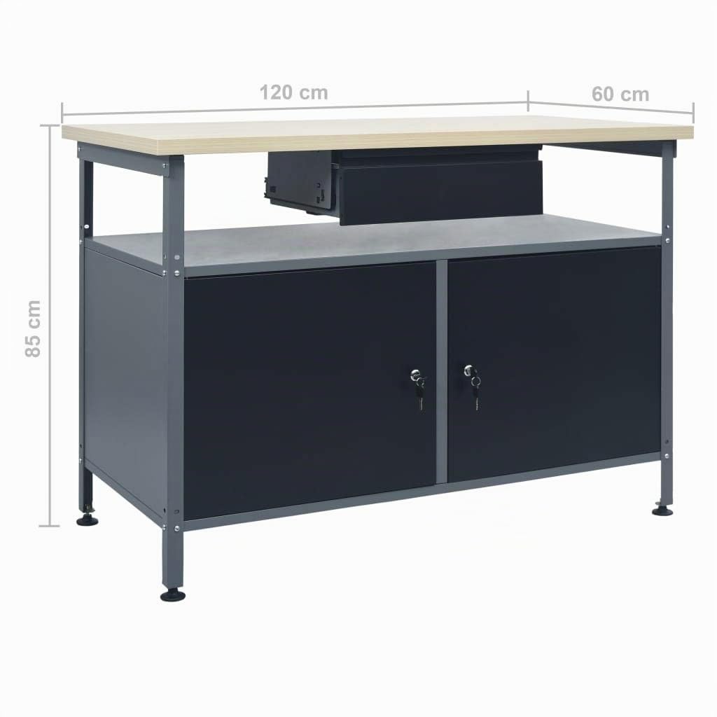 IKAYAA Banco de Trabajo de Acero con Cuatro Paneles de Pared, Mesa de Trabajo Taller, Banco de Trabajo Taller, Mesa Trabajo, Banco de Carpintero, Banco Herramientas Type-14