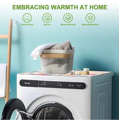 Image of Homecloud Non-Slip Washing Machine Mat - Durable Waterproof Protective Cover for Washer & Dryer, Dust-Resistant Mat Ideal for Laundry Room & Kitchen Appliances | 60x60cm (Beige Pink)