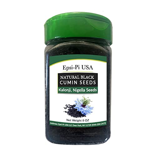 Epsi-Pi USA Black Seed Pure Cumin Seeds 8 Ounce (nigella Sativa) - Natural Black Cumin Seed (226 Grams)Jar- Pure Nigella Seeds- Gluten-free & Non-GMO- Kalonji Seeds