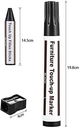 Image of KRySt Furniture Touch-Up Marker | Colour Wood Repair Markers for Scratch Removal on Wooden Furniture, Floor, Table, Cabinet & Door | Quick Dry Surface (8 MARKER + 8 WAX Color)
