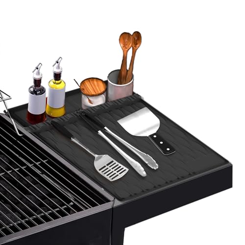 Blackstone Silicone Mat for Blackstone, Blackstone Silicone Griddle Cover, Griddle Accessories Side Shelf Mat Grill Pad for Outdoor Grill Kitchen Counter Spatula Silicone Mat?Black?