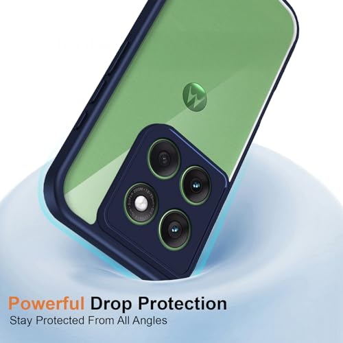 Image of Kapa Hawkeye Clear Slim Tough Back Cover for Motorola G86 Power 5G | Camera Lens Protector Anti Yellow Shockproof Clear Hybrid Case Cover (Blue Sides)