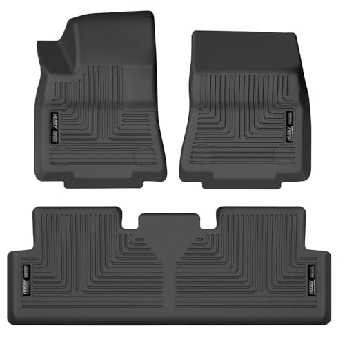 Image of Husky Liners Weatherbeater Floor Mats | Fits 2020-2025 Tesla Model Y | Front & 2nd Row, 3-pc Black - 95211