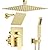 Dasan Dual Rain Shower System with Valve & handheld,Luxury Shower Faucet Set With Ceiling Mounted 12" & 6" Shower Head,Brushed Gold Tandem Shower Head System for Couples 2 Person