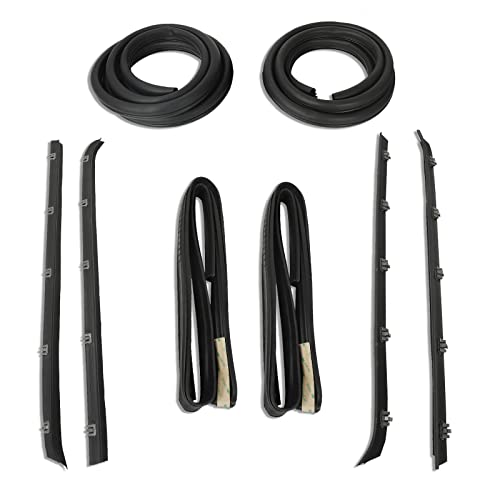 Front Door Window Rubber Run Sweep Felt Trim Seal Weatherstrip Kit Compatible With Su-Burban Ji-Mmy Che-Vy C10 C20 C30 K10 K20 K30 G-Mc C1500 C2500 C3500 K1500 K2500 K3500 Truck Parts #TOP1