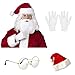 Produktbild TANTAKO 5 Stück Nikolaus Perücke Set, Weihnachtsmann Perücke+Bart+Handschuhe+Mütze+Brille für Weihnachtsfeier Kostüm