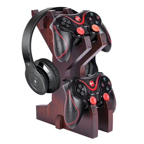 Game Controller Halter Headset Ständer 2 Etagen Universal Controller Gaming PC Zubehör Aufbewahrung Rack Kopfhörer Ständer für PS4 PS5 Xbox Serie Holz